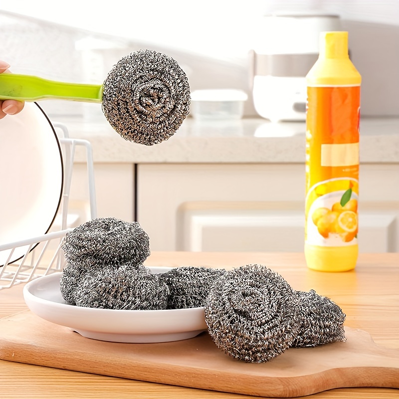 2 PCS Stainless Steel Sponges Scrubbers Cleaning Ball Utensil Scrubber  Metal Scrubber Scouring Pads Ball for Pot Pan Dish Wash Cleaning for  Removing Rust Dirty Cookware Cleaner with Handle 