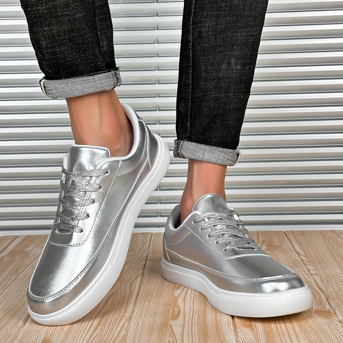 Silver deals colour sneakers