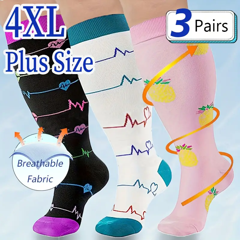 Plus Size Compression Socks Unisex Knee High Sports - Temu