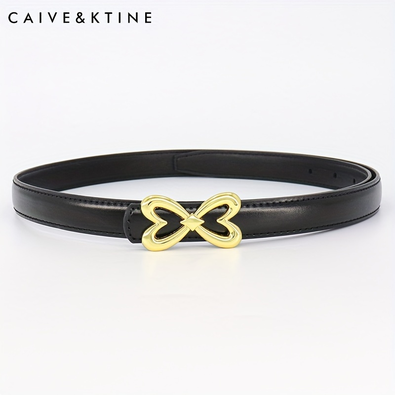 Heart Butterfly Buckle Thin Belt Leather Solid Jeans Pants Belt