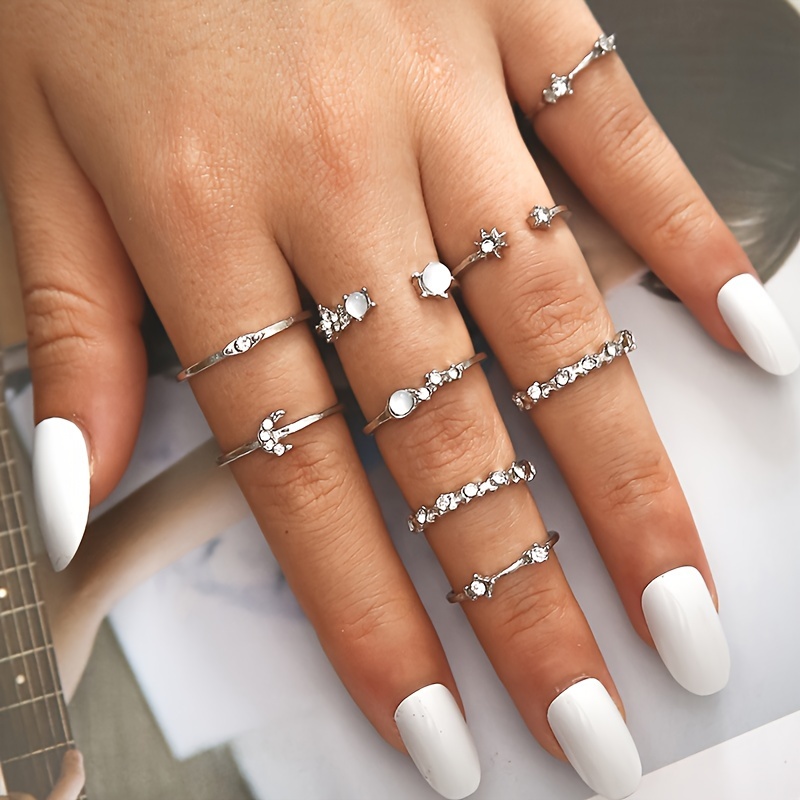 Elegant Accessories Minimal Design Ring Set For Women-9 Pcs