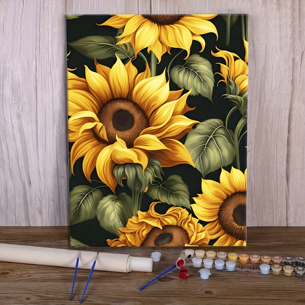 Sunflower Field - Paint by Numbers Kit for Adults DIY Oil Painting Kit on  Wood Stretched Canvas 16x20