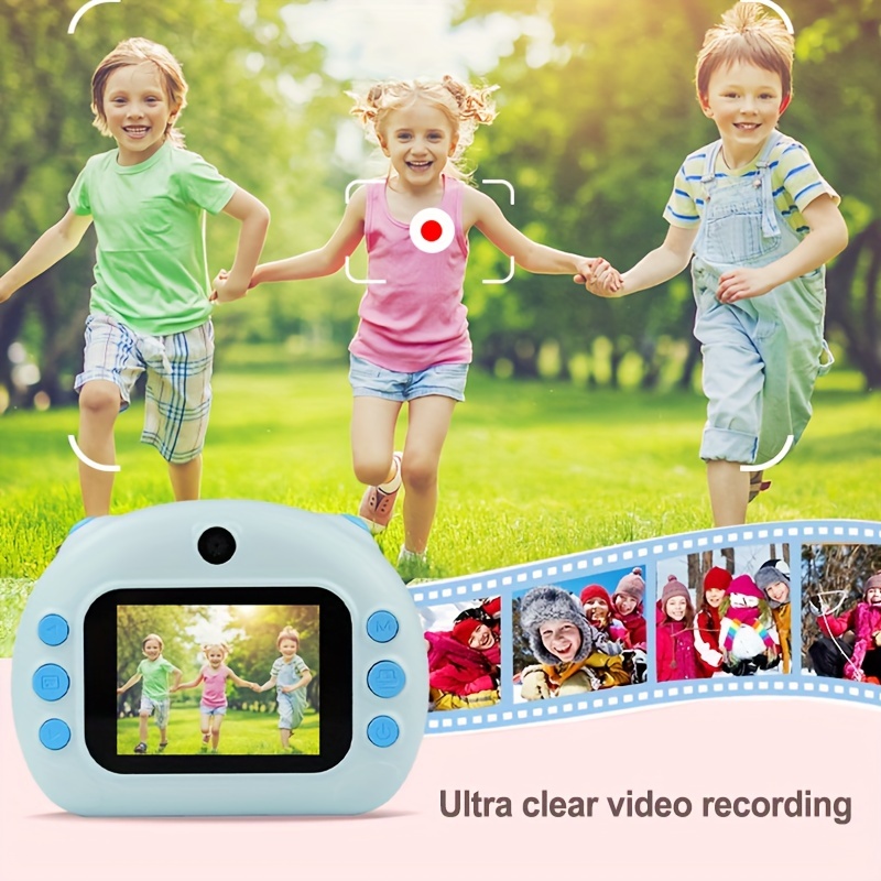 Cámara digital de impresión instantánea para niños, cámara de video selfie  1080P para niños con lente giratoria de 180°, tarjeta TF de 32 GB, papel de