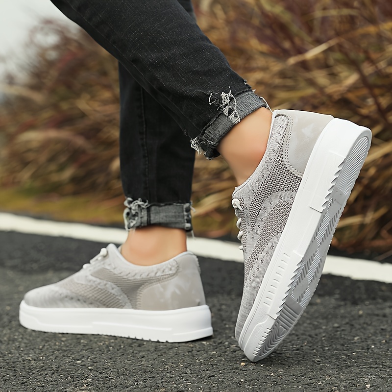 Men's Trendy Knitted Breathable Skate Shoes, Fashionable Non-slip Smart Casual  Shoes, Men's Footwear - Temu