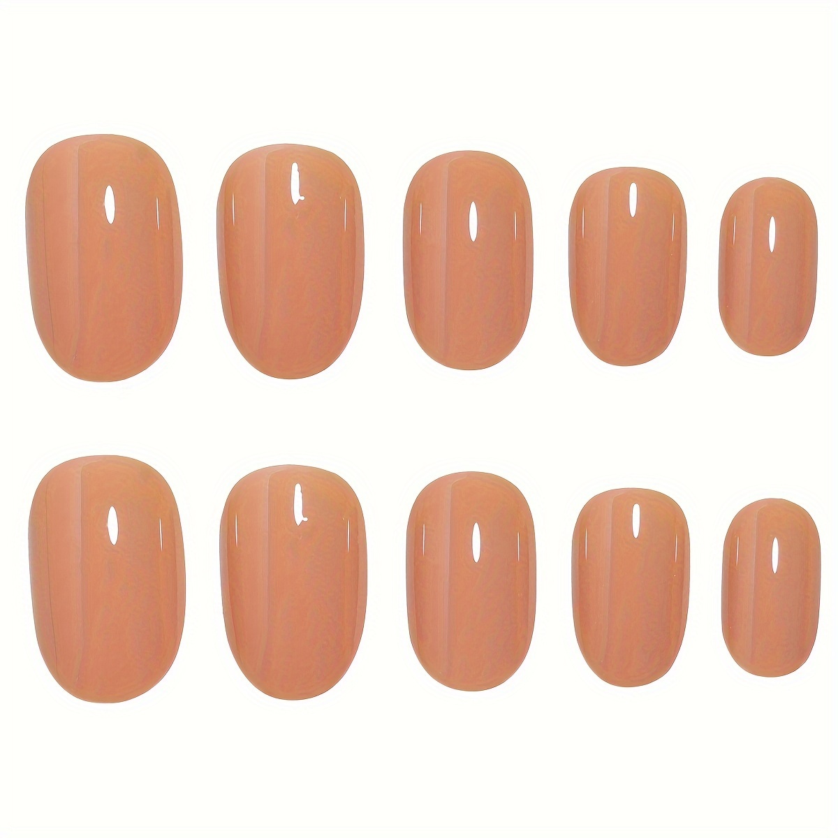 24pcs mid length oval shape press on nails solid color fake nail full cover nails for women details 40