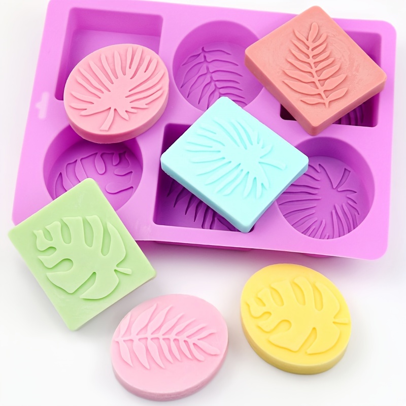 Bangp 4 Pack Silicone Soap Molds,6 Cavities Handmade Soap Making Molds,Silicone Cake Bread Baking Molds for DIY Crafts,Soap Molds for Soap Making,with