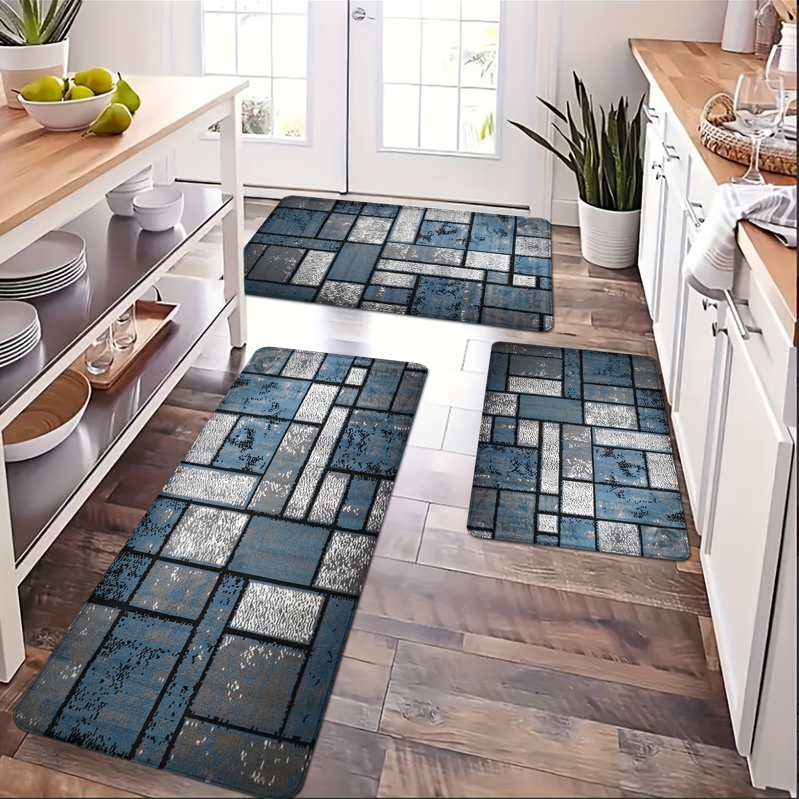 Soft Kitchen Mat Set Nordic Geometric Carpet Absorbent Bath - Temu