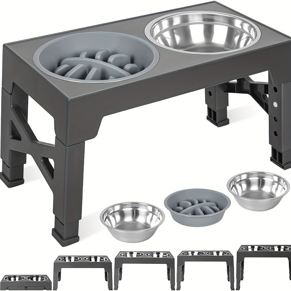 Elevated Dog Double Bowls With Non slip Stand - Temu