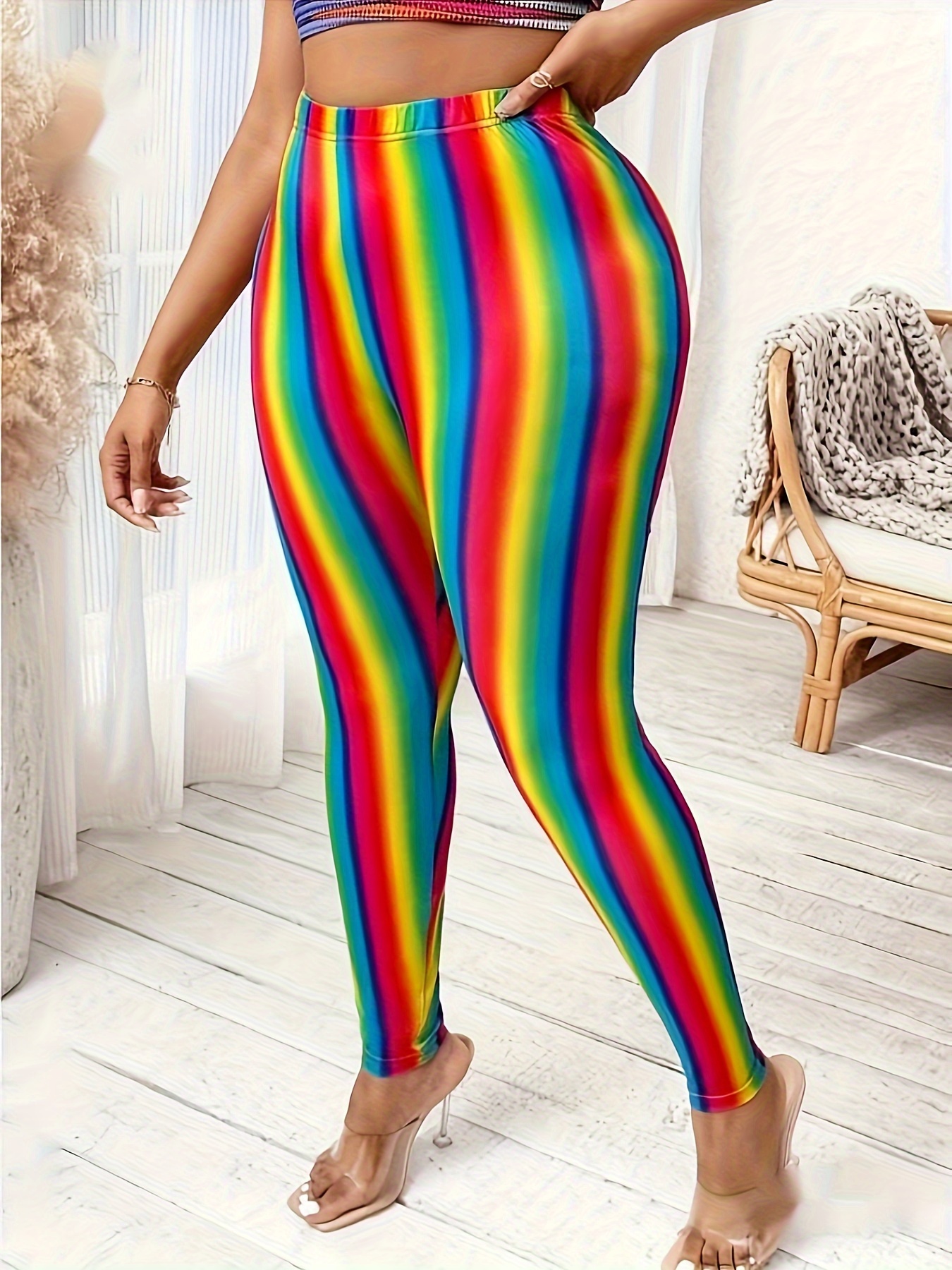 Rainbow Ombre Pride High-Waist Plus Leggings - 2XL