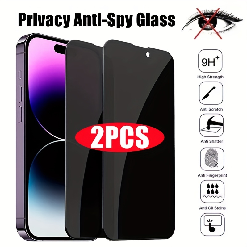 

2-piece Full Screen Anti Peeping Tempered Protective Film Suitable For Iphone 15, 14, 13, 12, 11 Promax Privacy Protection High-definition Display