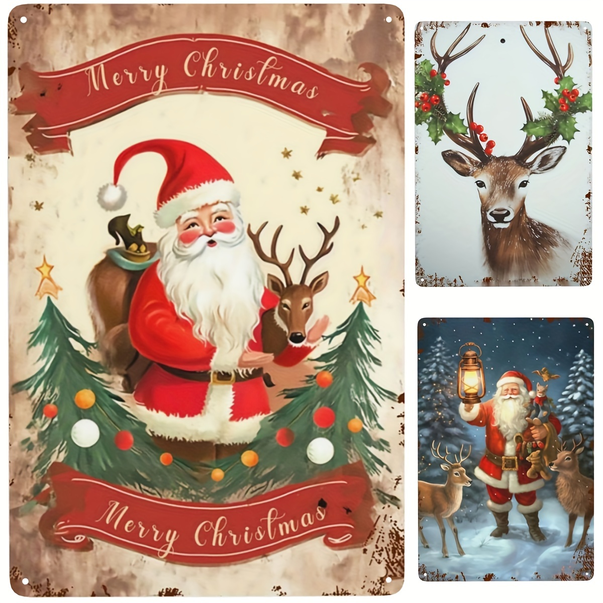 Vintage Merry Christmas Santa Claus And Children - Temu