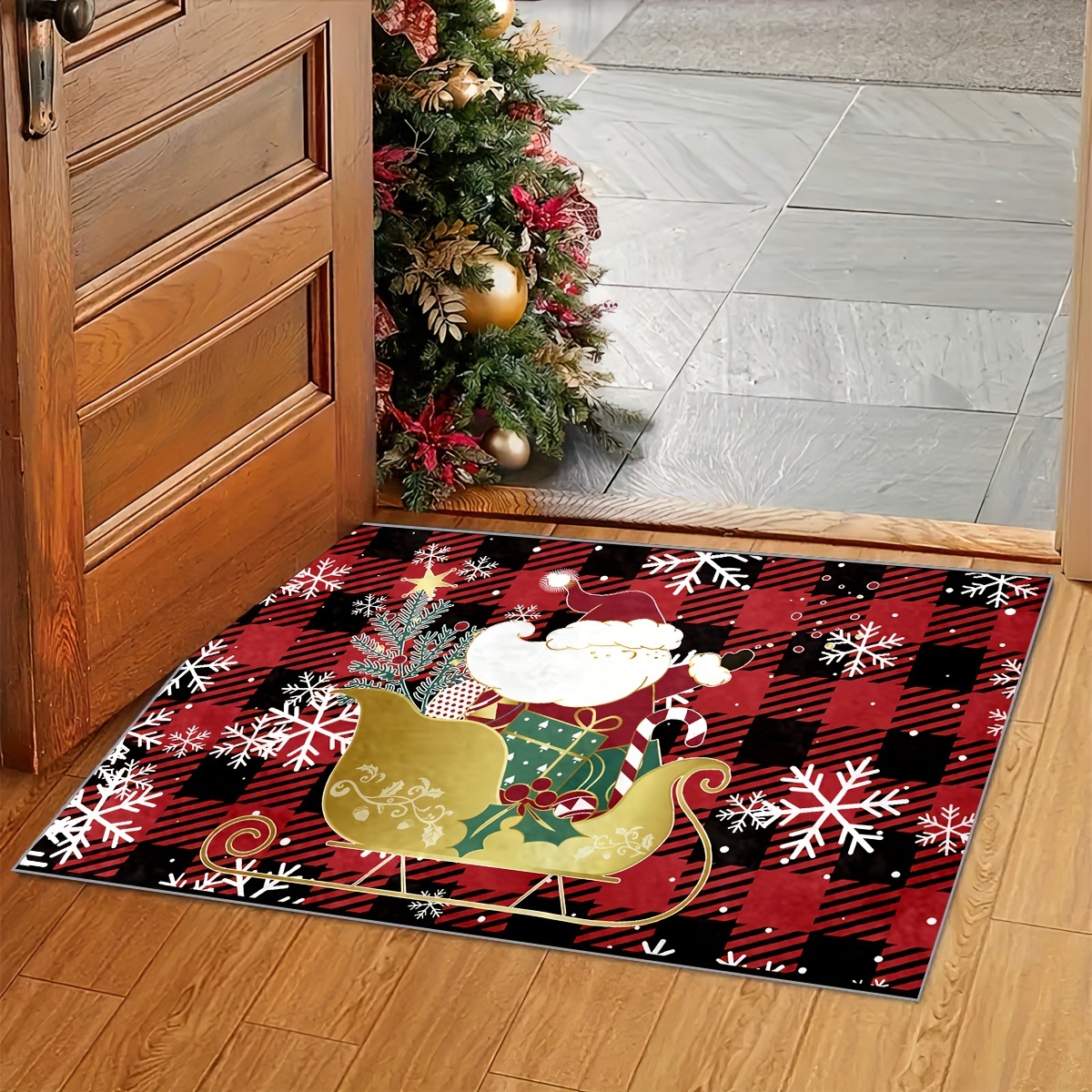 Plaid Christmas Gnome Pattern Floor Mat, Soft Anti-fouling Anti-slip Waterproof  Mat, Suitable For Living Room Kitchen Bedroom Laundry Room, Machine  Washable, Room Decor, Home Decor - Temu