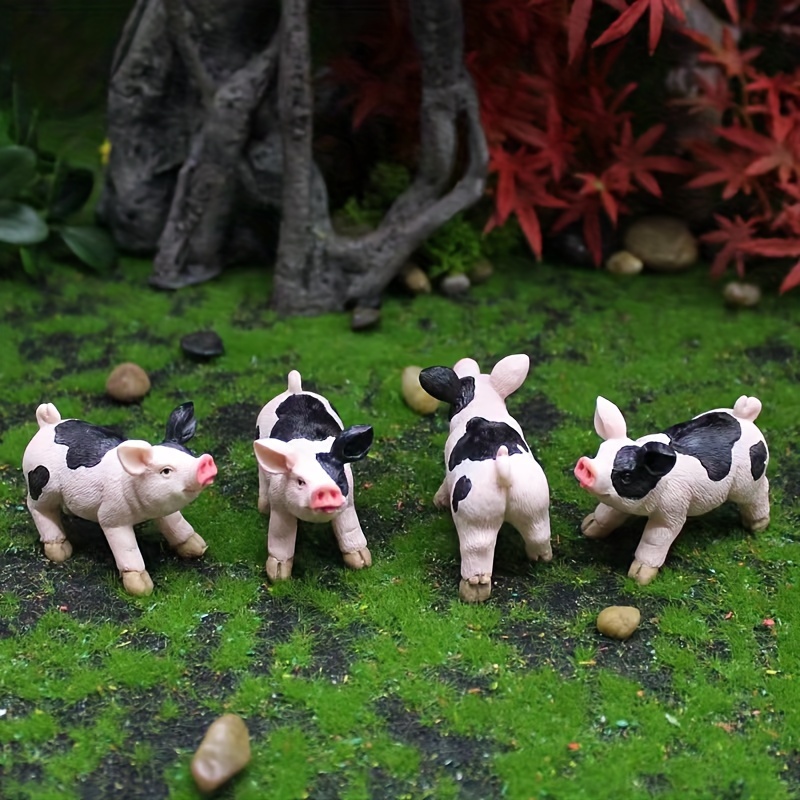 4pcs Figurines Miniatures Figurines Mini Jolies Jouets Pigie Rose Figurines  Artisanat DIY pour Fée Décoration Jardin