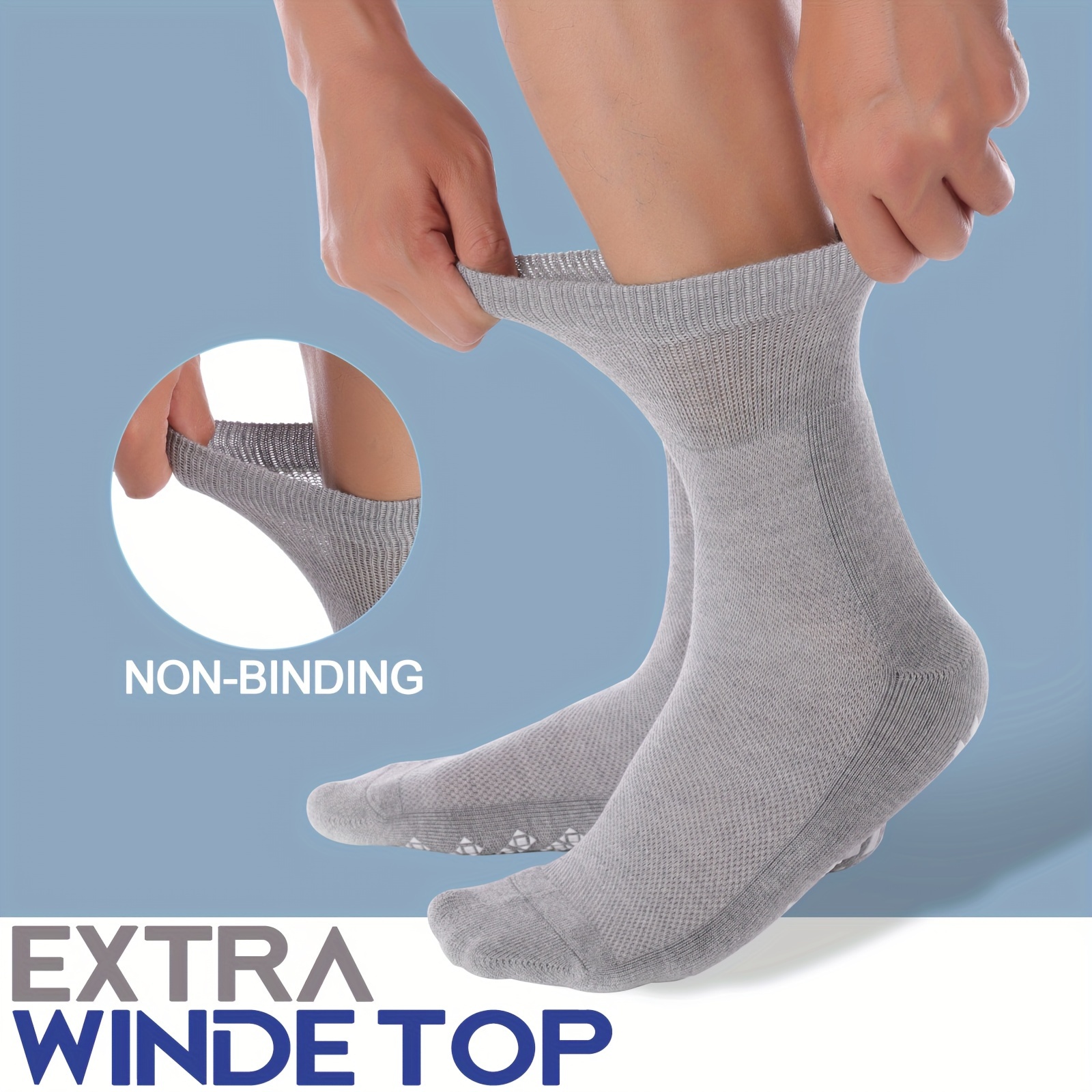 Calcetines para diabéticos para mujeres y hombres, 6 pares de calcetines de  bambú para diabéticos no vinculantes, calcetines extra anchos elásticos
