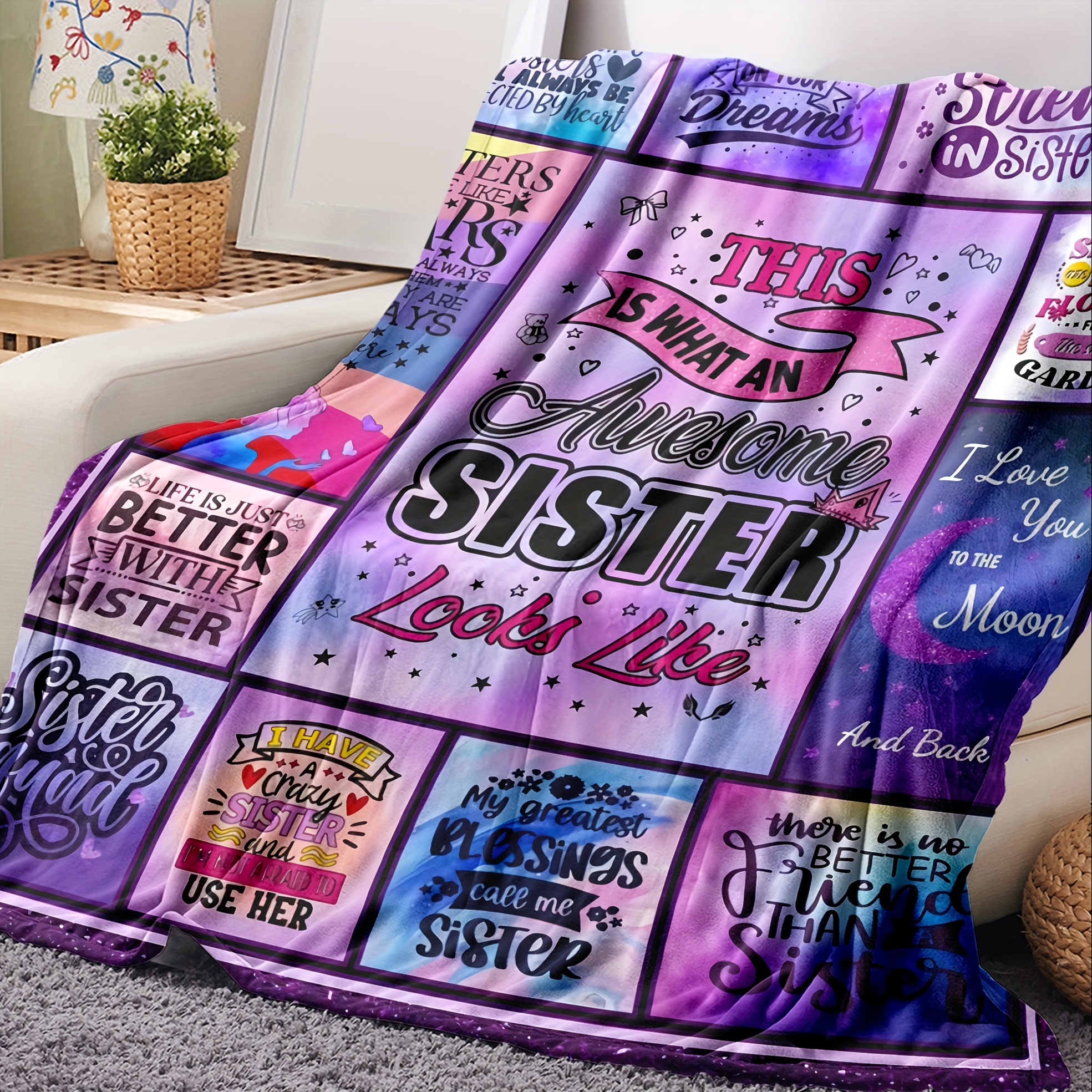 Throw Blanket Sister Gifts, Fleece Blanket Sisters Gifts from