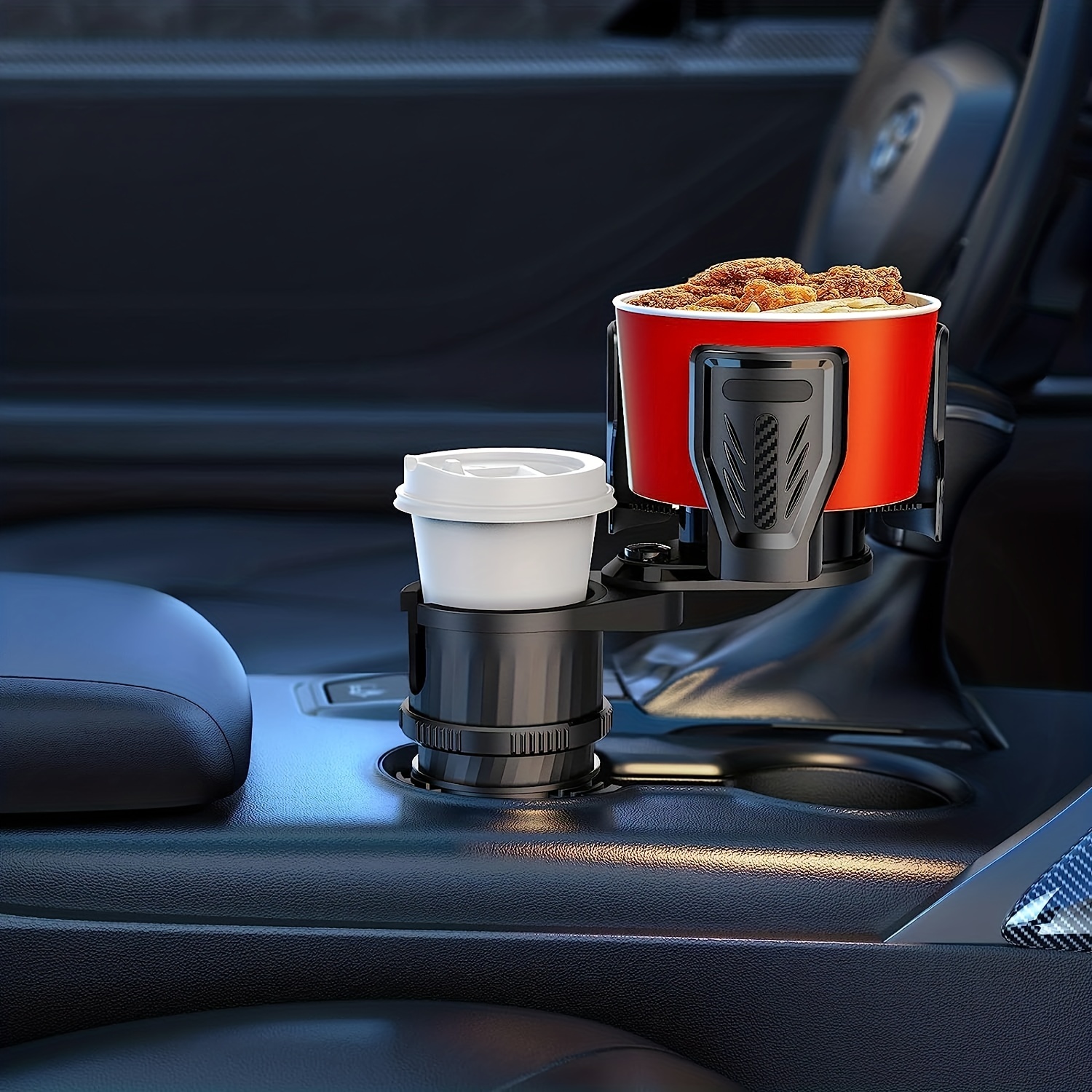 2 in 1 Multifunctional Car Cup Holder Expander with Adjustable Base,THIS  HILL Cup Holder Extender for Car for Bottles Cups Drinks Snack