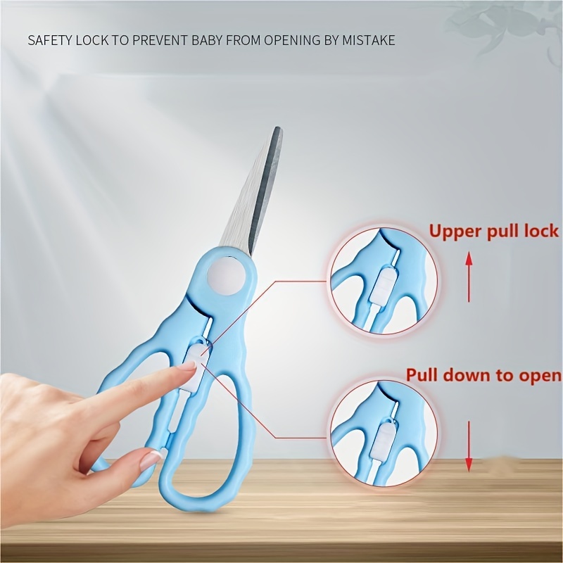 1pc PMMJ Wavy Stainless Steel Scissors For Baby Food Aid Portable Scissors  For Kids Food Cutting Flexible Handle Household Kitchen Scissors for restau