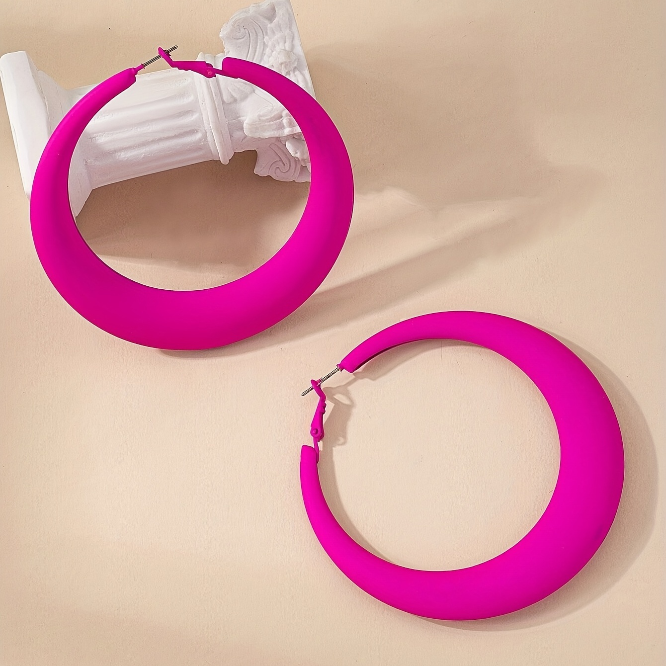 Hot Pink Leopard Pattern Hoop Earrings for Casual Style