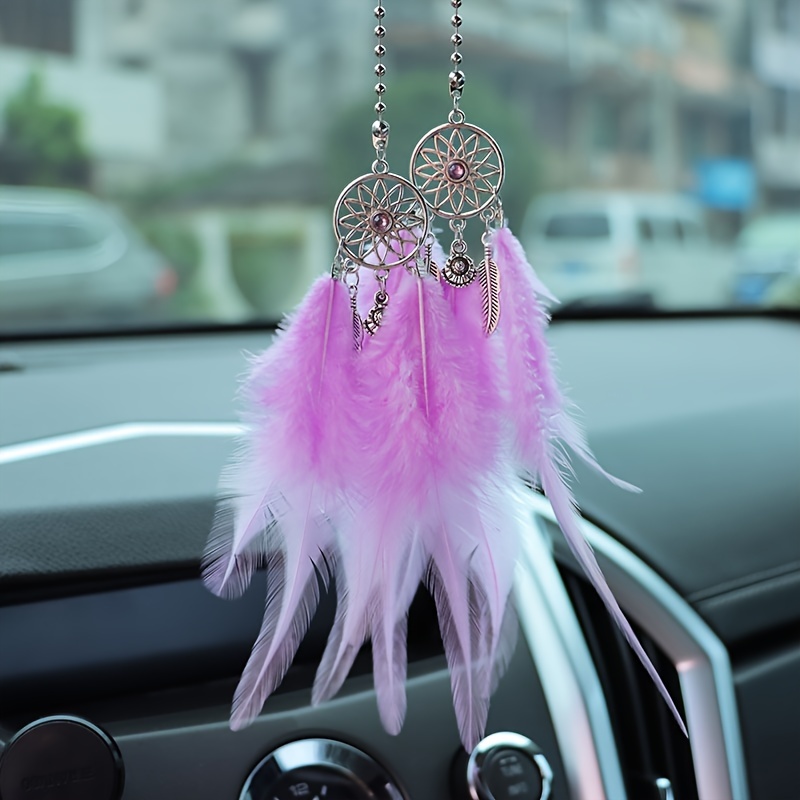 Ornements d'intérieur de voiture rose, pendentifs en plumes