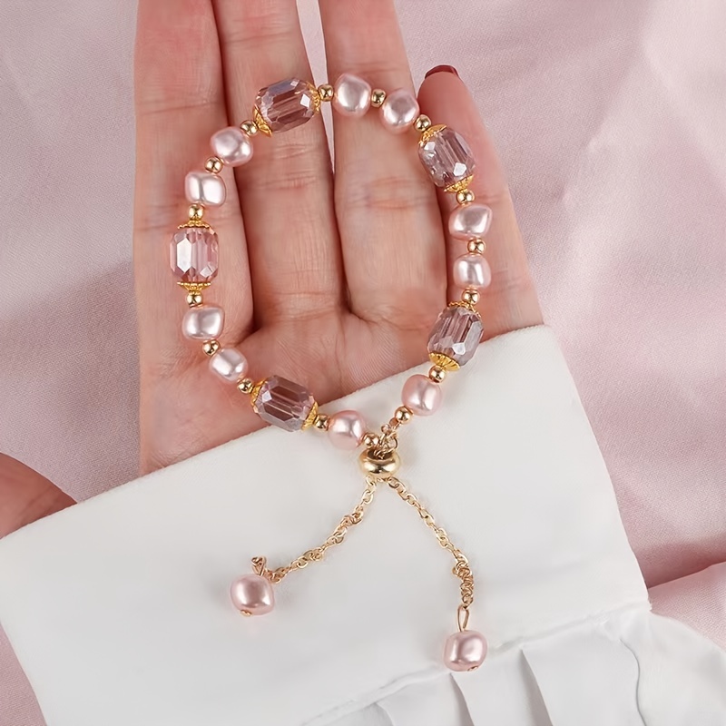 Rose Gold Crystal Pearl Bracelet