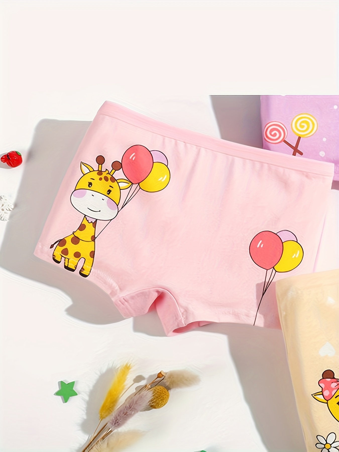 Toddler Girls Underwear Soft Breathable Cartoon Giraffe - Temu