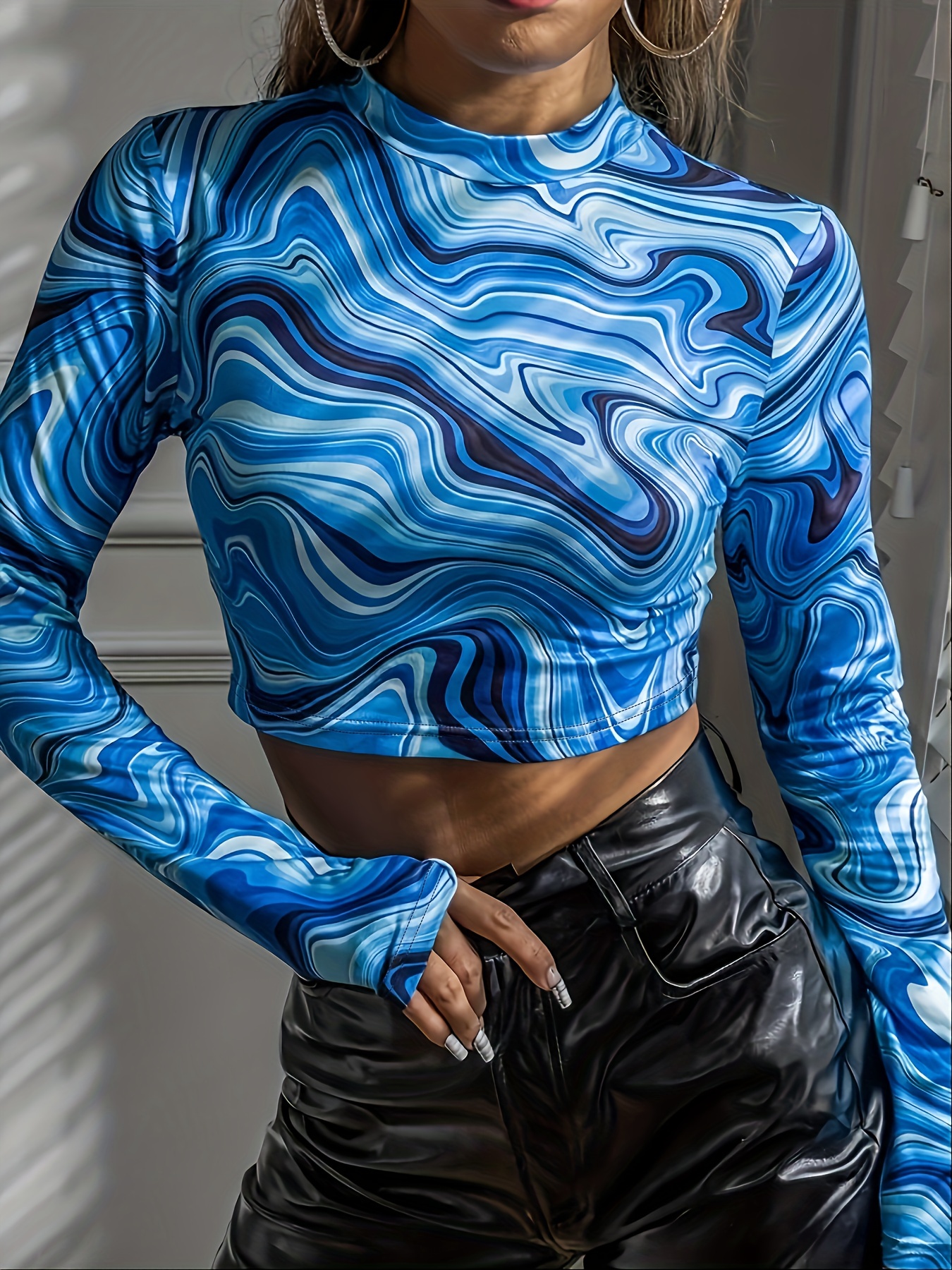 Crop Tops for Teen Girls Long Sleeve Crop Tops for Women Cute Crop Tops  Cropped Long Sleeve Tops for Women (Blue,S,Small) at  Women's Clothing  store