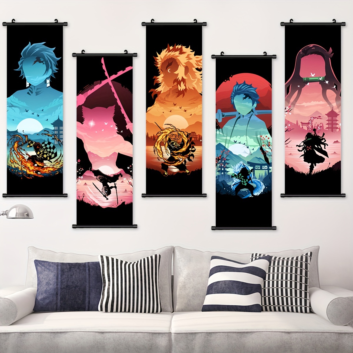 Demon Slayer Hanging Scroll Pintura, Desenhos Animados Impresso Anime, Home  Decor, Cartaz de parede, Sala de