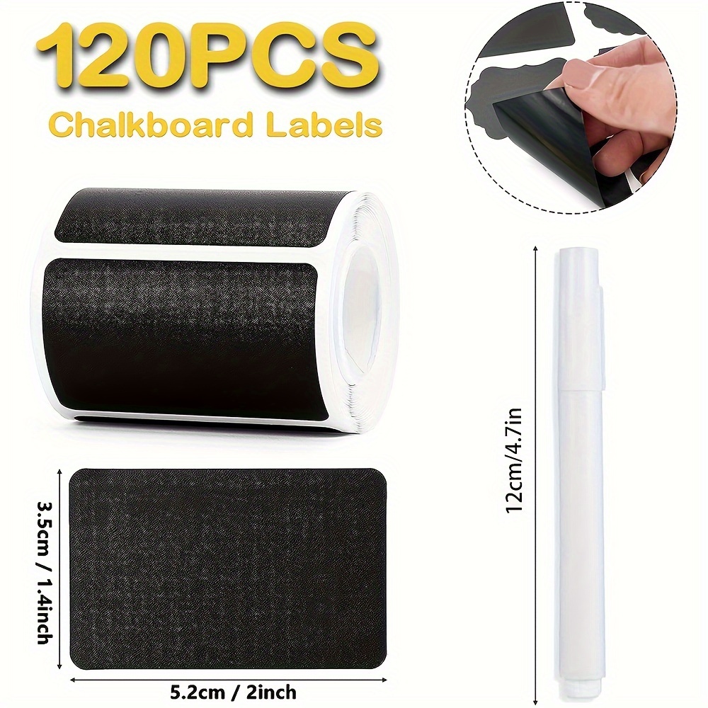 Chalkboard Labels Blackboard Stickers 65x36mm Reusable W Chalk Marker -  Black - Bed Bath & Beyond - 37625189