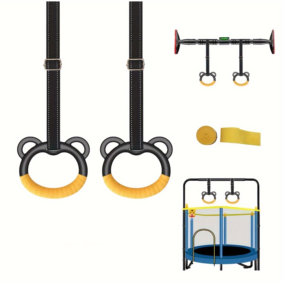 

1 Pair Home Pull-up Rings, Pull Up Rings For Exercise Strength Training, Sports Game Equipment - Pole Not Included