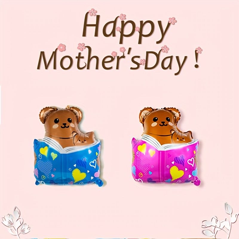 1pc Cartoon Reading Bear Aluminum Film Balloons Mother's Day Atmosphere  Balloons Kindergarten Festival Atmosphere Decoration Balloons Mother's Day  Atmosphere Balloons Holiday Party Decoration Scene Special Shaped Balloons  - Home & Kitchen - Temu