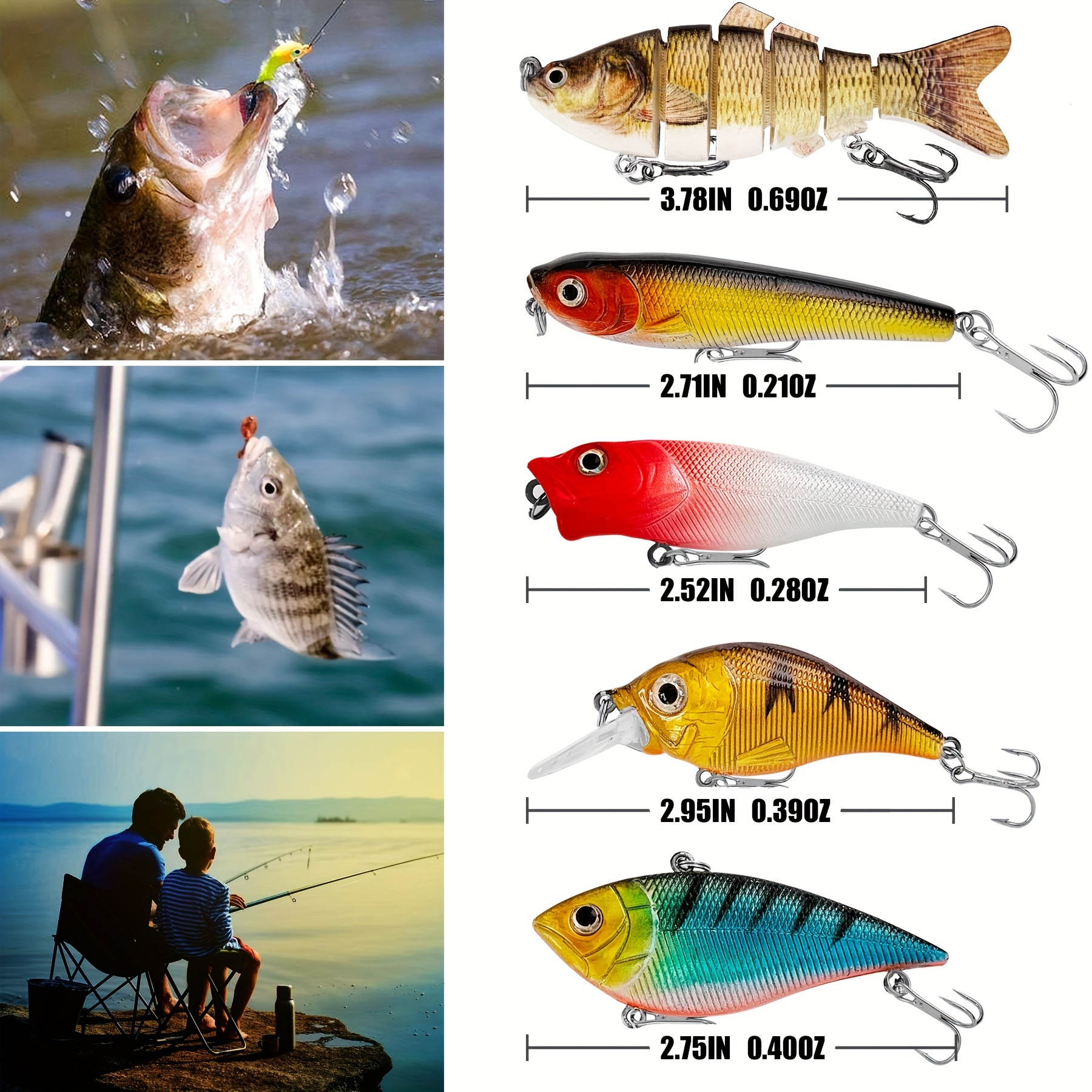  275PCS Fishing Lures Set Including Crankbaits Spinnerbaits Plastic  Worms Jigs Topwater Lures Hook for Trout Bass Salmon : Sports & Outdoors