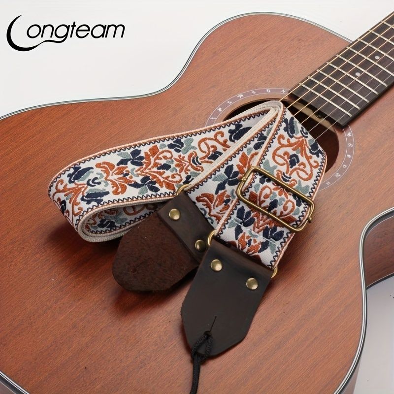 Straddle　Strap　Temu　Widened　Electric　Embroidered　Folk　Artificial　Bass　Strap　And　Diagonal　Shoulder　Leather　Guitar　Guitar　Featured　Thickened　Strap　Japan
