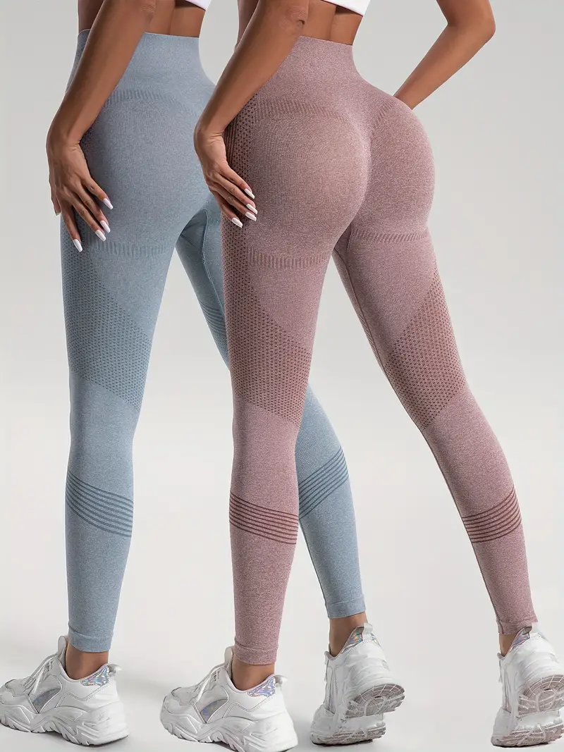 2pcs solid color high stretch fitness yoga sports leggings soft breathable yoga tight pants womens activewear details 12