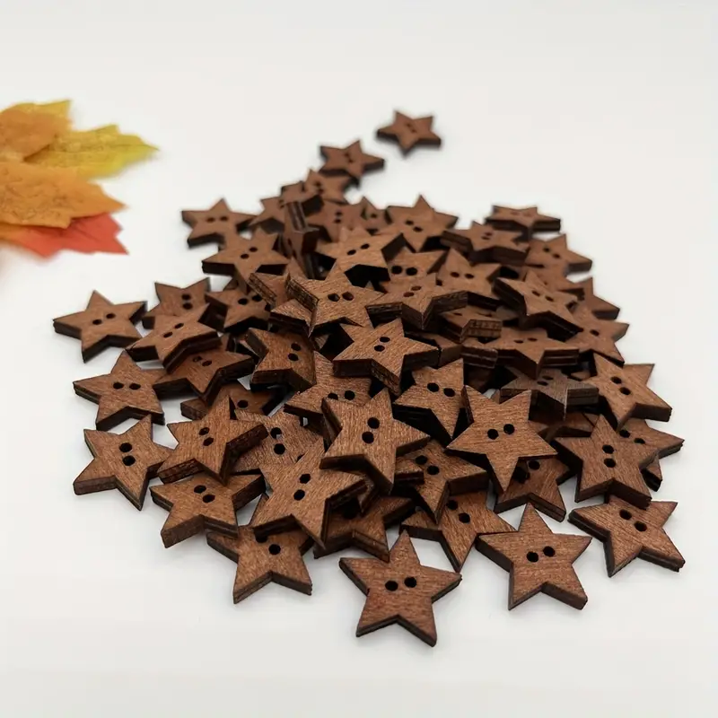 Wooden Stars Buttons With 2 Holes Vintage Small Sewing - Temu