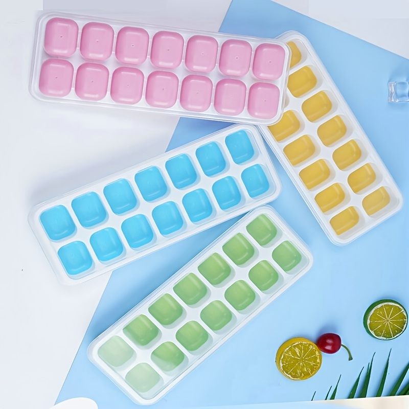 Ice Cube Tray with Clear Lid 8 Grids Food Grade Super Soft TPE Ice