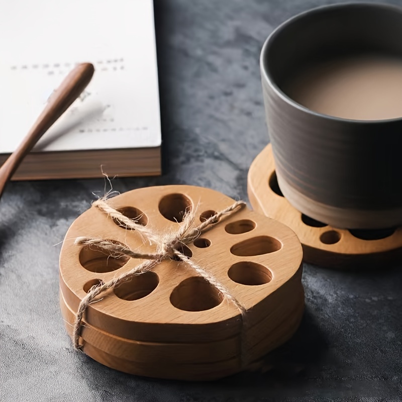 Bamboo Tea Cup Mat, Lotus Root/flower Shaped Drink Coasters, Insulated Cup  Holder, Wooden Placemat - Temu