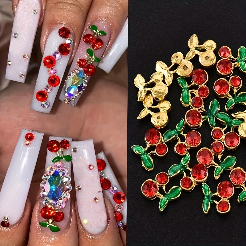 3d Nail Rhinestones, Cherry Nail Charms Fruit Luxury Cherry Design