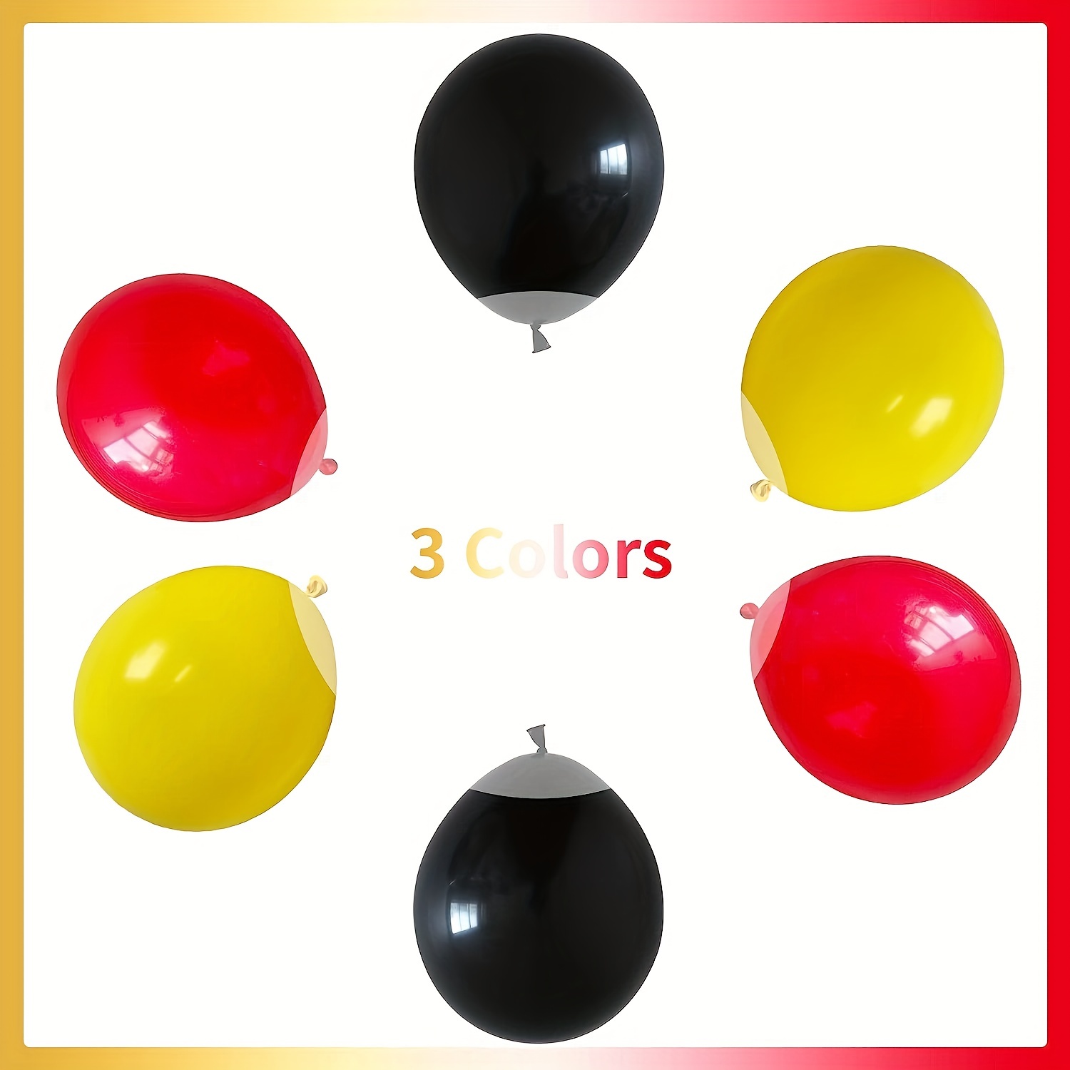 40pcs, Ballons Mat Rouge Et Noir, Ballons En Latex Jaune 10 Pouces