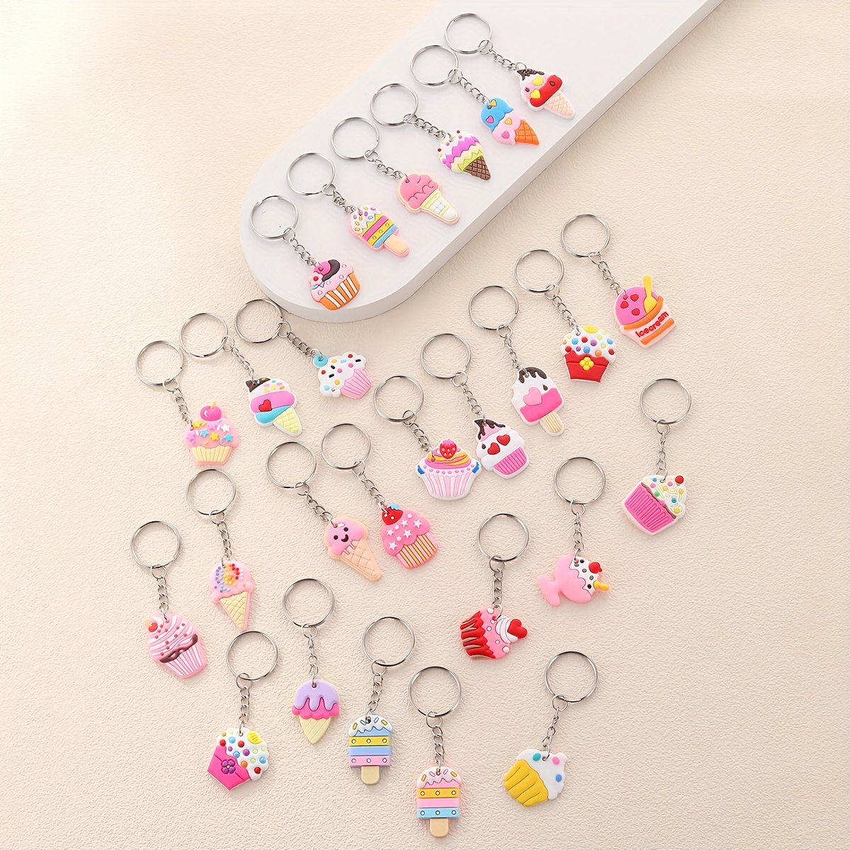 Pvc Ice Cream Keychain, Cute Cartoon Key Rings Party Favor Gift