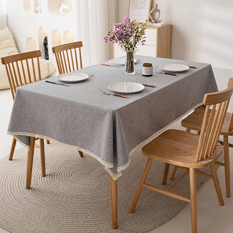 Linen Tablecloth With Tassel Household Stain Resistant - Temu