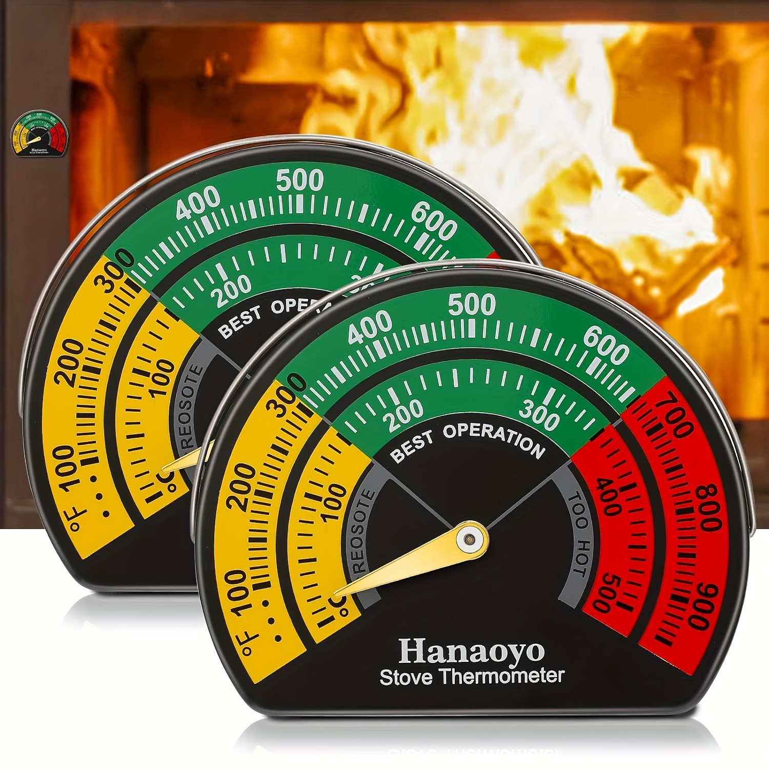 Magnétique Poêle à bois Tuyau Thermomètre Cheminée Brûleur de fumée  Température Jauge de température