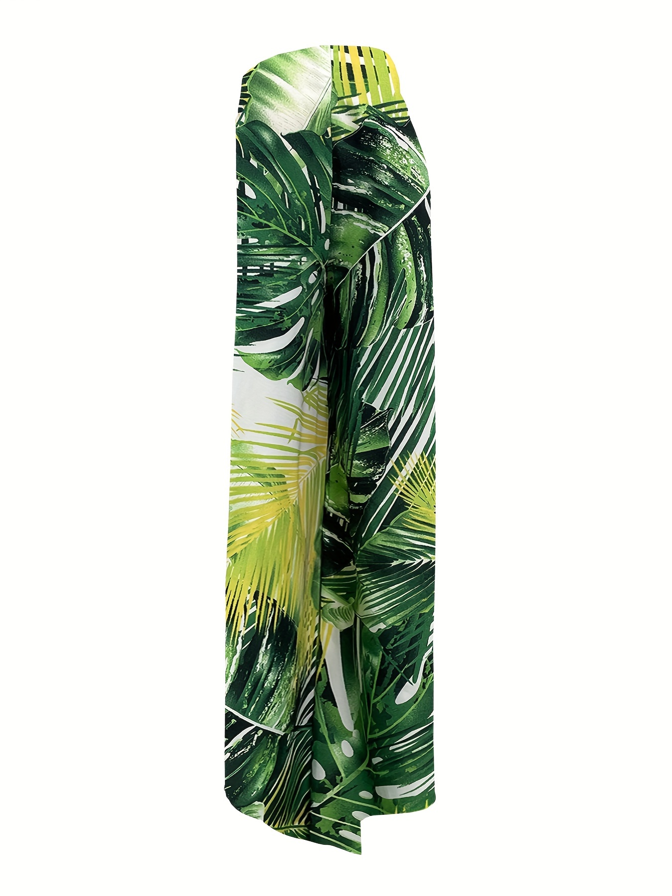 Plant Print Wide Leg Pants Boho High Waist Summer Casual - Temu