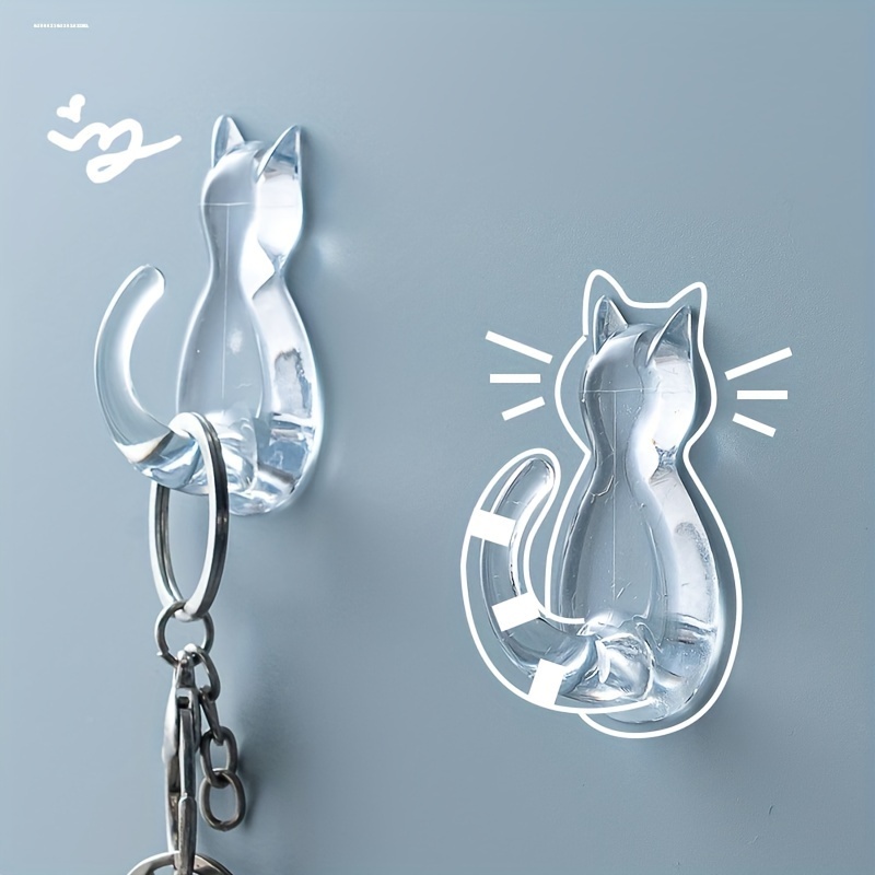 Cartoon Cat Door Hooks, Cartoon Adhesive Sticky Hook, Cute Wall Adhesive  Hook, Cartoon Kids Suction Cup Hooks For Bedroom, Bathroom, Kitchen, Cute  Car