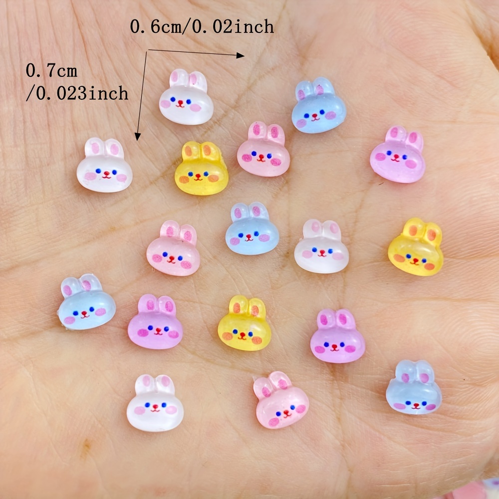 Image of 50 Adorable Colorful Rabbit Resin Decorations - Perfect For Jewelry Making, Nail Art, Hair Additions, Phone Cases, And More!