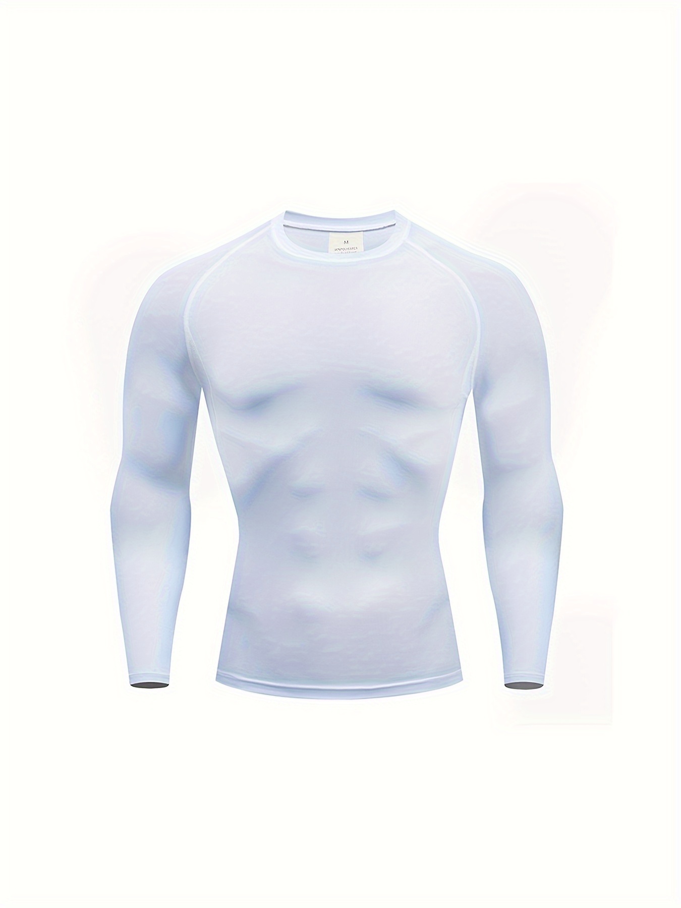 Men's New Sport Fitness Solid Long Sleeve Workout Training Gym T-Shirts  Clothes