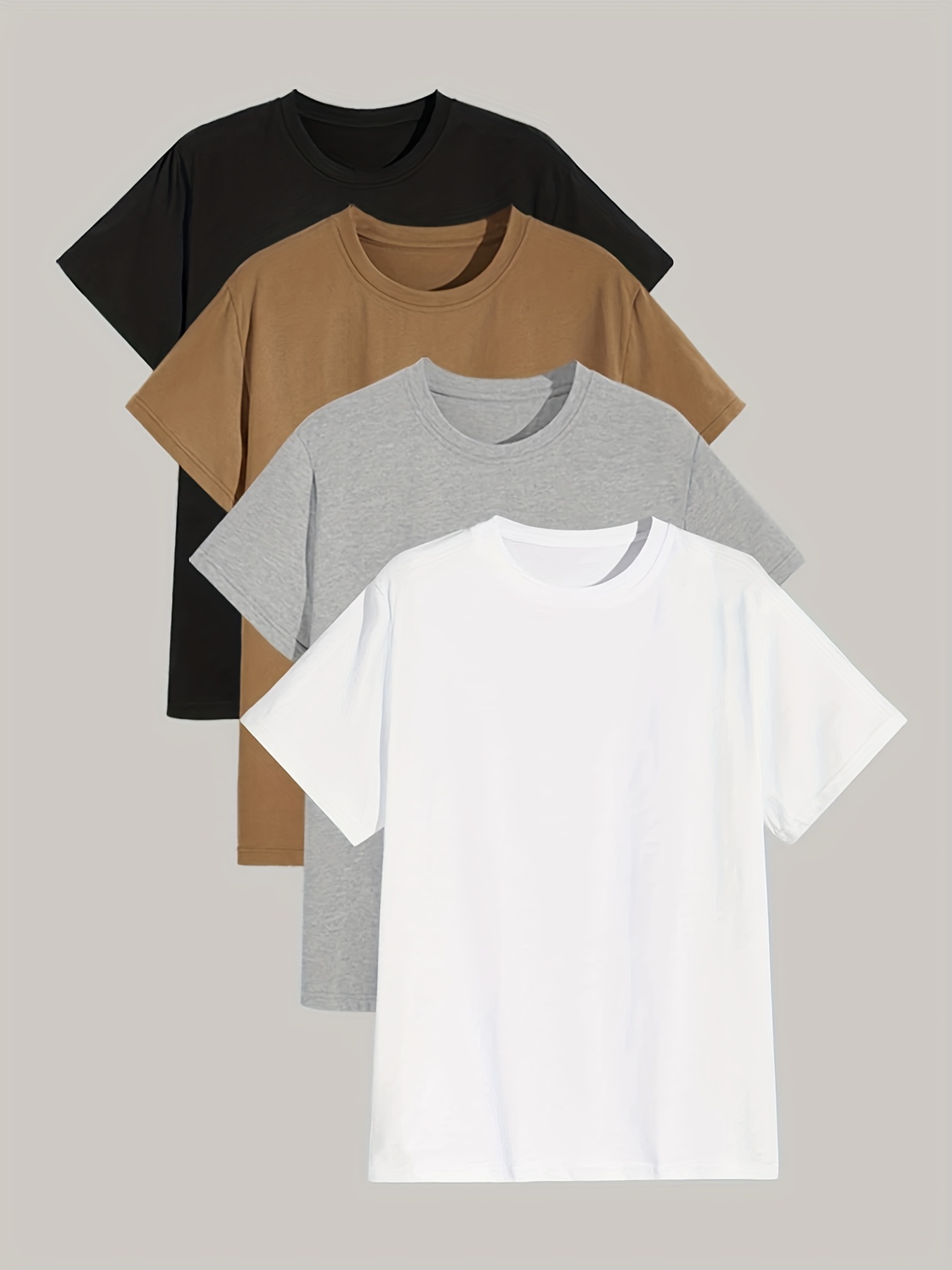 Essentials Camiseta de manga corta con cuello redondo para hombre,  ajuste regular, paquete de 2