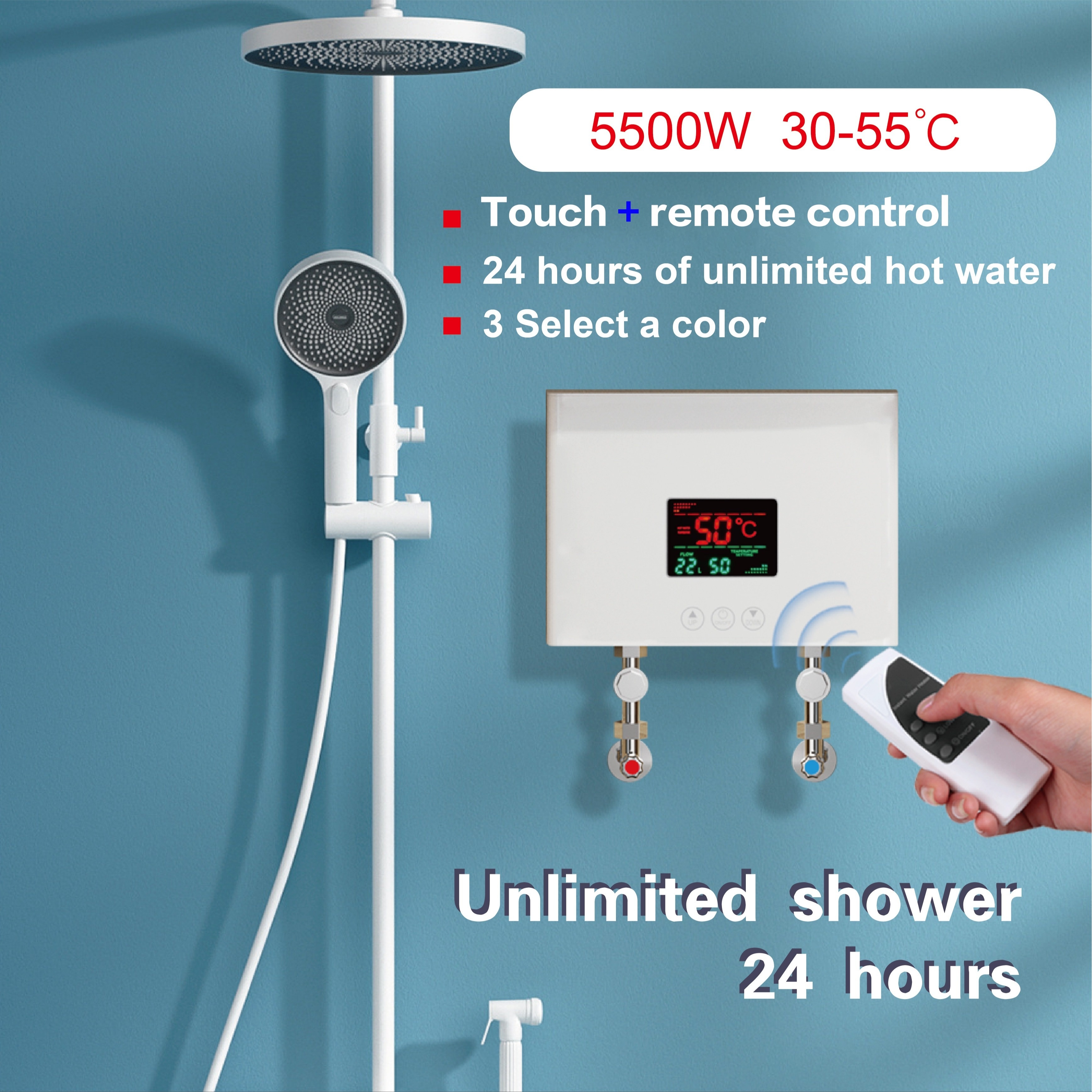 110V Mini Water Heater Instant Electric Tankless Wall Mounted Hot Water  Heater with LCD Digital Display for Home Kitchen Use(Gold) 