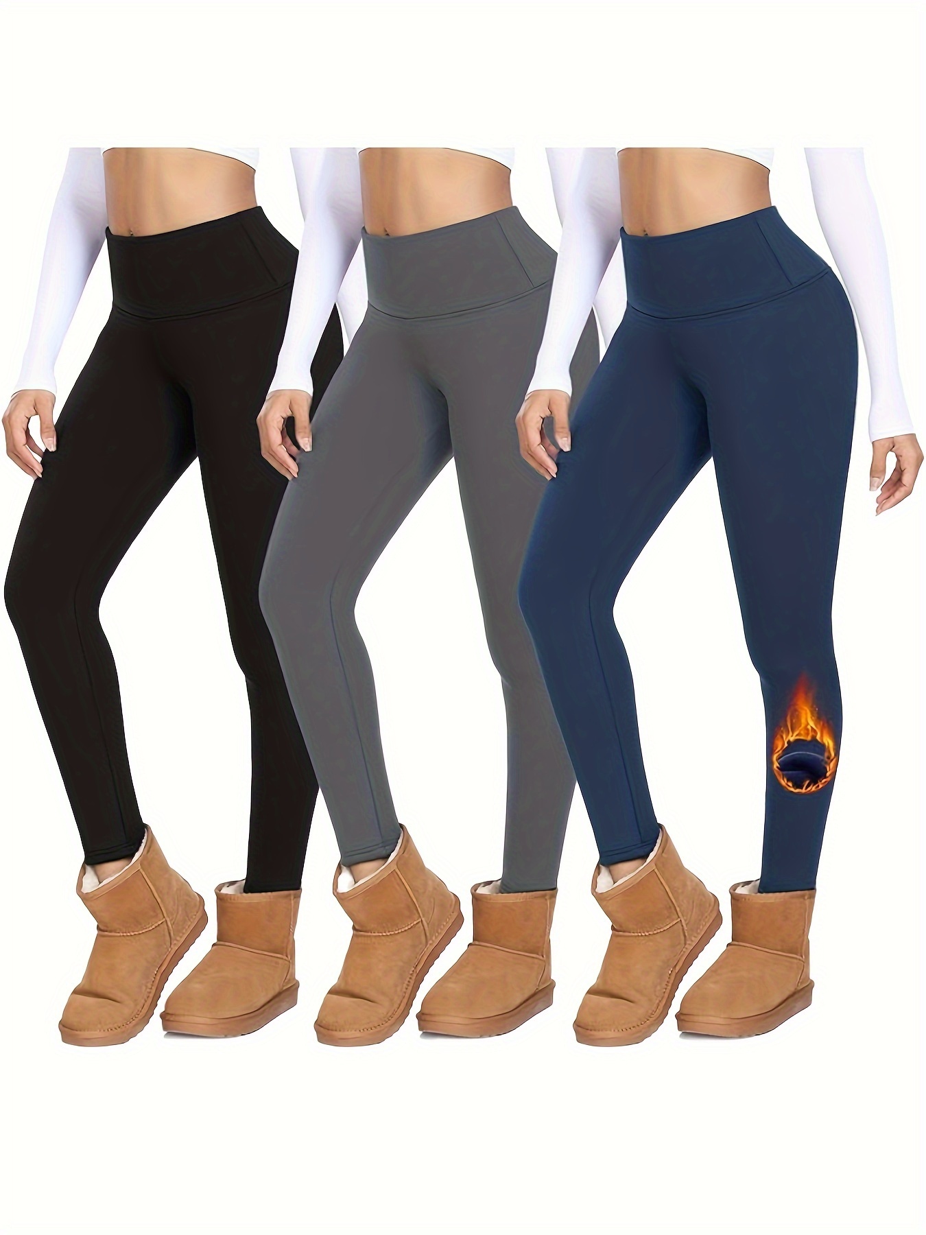 Fleece Lined Sports Leggings Pockets Women Thermal Warm - Temu