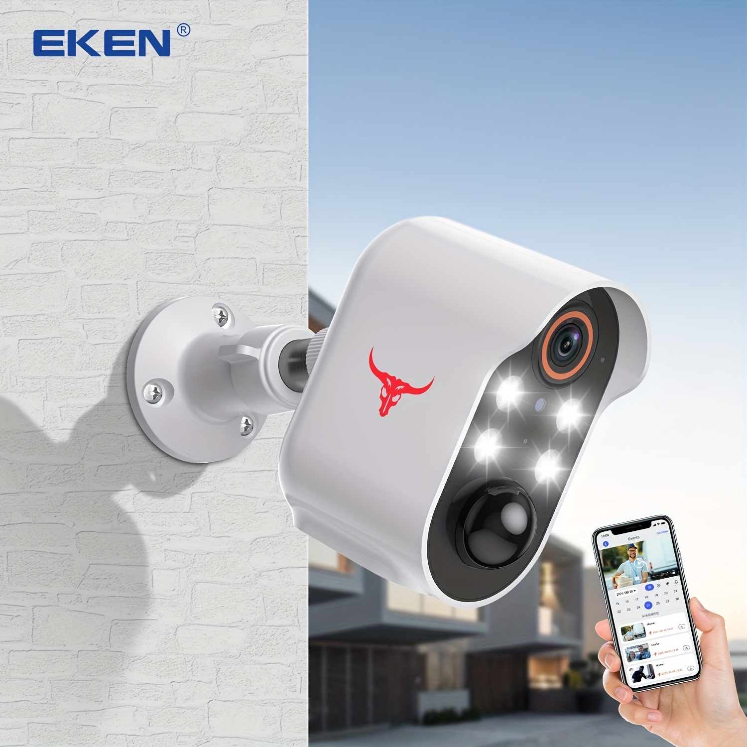 Cámara de seguridad al aire libre, 1080P HD Pan/Tilt 2.4G WiFi, vigilancia  de seguridad para el hogar, visión nocturna de 360°, audio de 2 vías