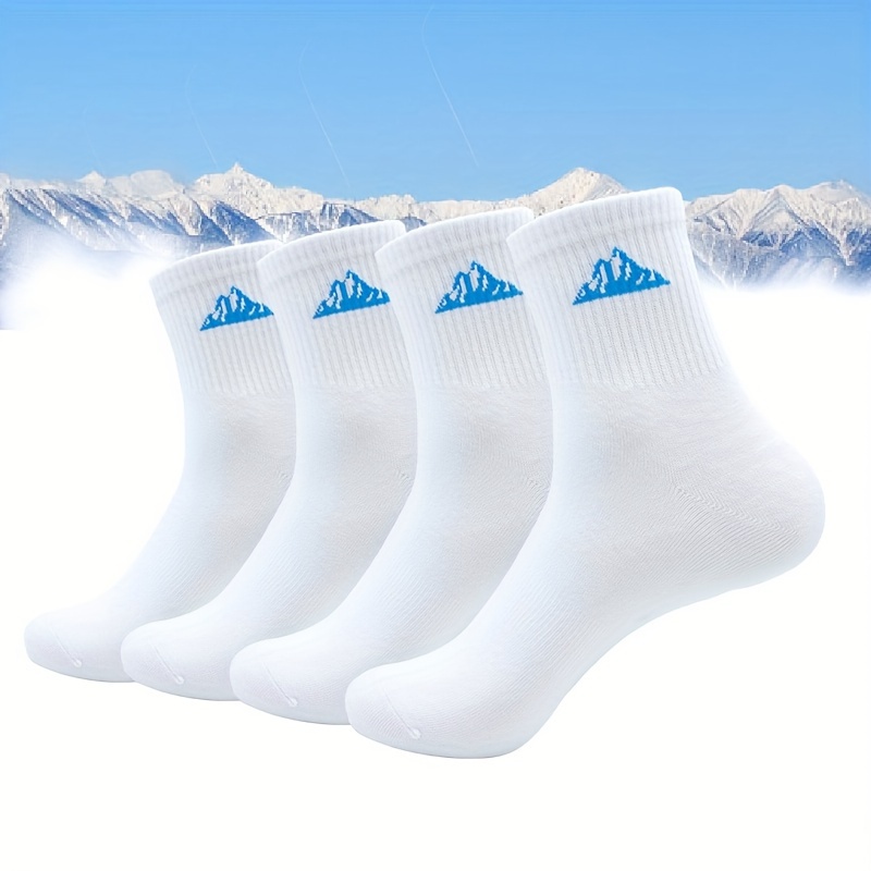 4 Pairs Men's Sports Casual Leisure Sweat-absorbent Comfortable Thin Breathable Basketball Crew Socks For Spring And Fall